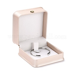 PU Leather Jewelry Box, with Reain Crown, for Bracelet Packaging Box, Square, Pink, 9.6x9.4x5.2cm