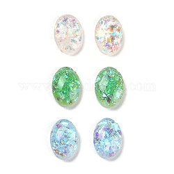 Cabochons en résine imitation opale, avec de la poudre de paillettes, dos plat ovale, couleur mixte, 6.5x4.5x1.5mm
