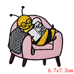 Tissu à broder informatisé sur le thème des animaux à repasser/coudre sur les patchs, accessoires de costumes, motif d'abeilles, 72x67mm
