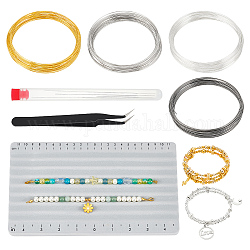 Kit de découverte de fabrication de bijoux olycraft, y compris le fil à mémoire en acier, aiguilles à perles à gros yeux, plateaux en plastique d'assemblage de perles, pince à épiler, couleur mixte