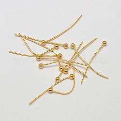Brass Ball Head pins, Lead Free & Nickel Free & Cadmium Free, Real 18K Gold Plated, 21x0.5mm, 24 Gauge, Head: 2mm