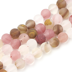 Chapelets de perles en verre de peau de tigre, mat, ronde, 10mm, Trou: 1.2mm, Environ 36 pcs/chapelet, 15.5 pouce