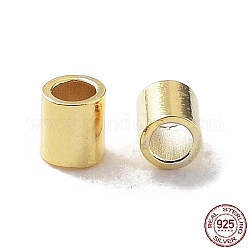 925 perles tube intercalaire en argent sterling, colonne, or, 1.7x1.5mm, Trou: 1mm, environ 741 pièces (10g)/sac