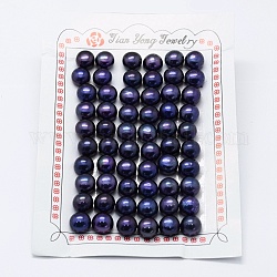 Natur kultivierten Süßwasser Perlen, Klasse 3 a, Hälfte gebohrt, Rondell, gefärbt, Mitternachtsblau, 9x6.5 mm, Bohrung: 0.8 mm, zu 60 Stk. / Karton