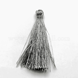 Polyester Tassel Pendant Decorations, Gray, 37~43x5mm, about 200pcs/bag