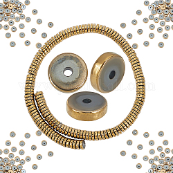 Sunnyclue 1 Box 191 Stück flache runde Heishi-Perlen aus Metall 8x2 mm synthetische Hämatit-Perlen flache Scheibe Münze lose Perlen für Armbänder, Halsketten, Schmuck, Bastelbedarf, Licht Gold