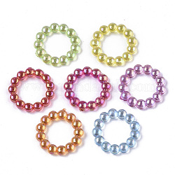 Transparente como anillos de unión de plástico, color de ab chapado, pearlized, anillo redondo, color mezclado, 14.5x2.5mm, diámetro interior: 8.5 mm, aproximamente 2700 unidades / 500 g