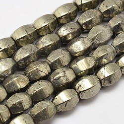 Pyrite naturelle perles de lanterne brins, 10x9mm, Trou: 1mm, Environ 39 pcs/chapelet, 15.7 pouce