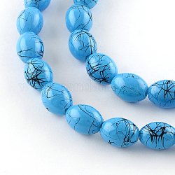 Chapelets de perles en verre drawbench peint, ovale, bleu profond du ciel, 11x7.5~8.5mm, Trou: 1mm, Environ 78 pcs/chapelet, 31.4 pouce