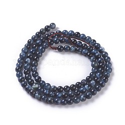Natural Tiger Eye Beads Strands, Round, Dyed & Heated, Prussian Blue, 4mm, Hole: 0.8mm, about 108~110pcs/strand, 15.3 inch~15.75 inch(39~40cm)