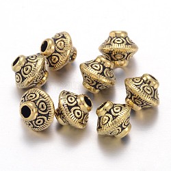 Tibetischen stil Abstandsperlen, Bleifrei und cadmium frei, Doppelkegel, Antik Golden, 5.4x6.3 mm, Bohrung: 1 mm