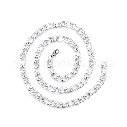 Men's 201 Stainless Steel Figaro Chains Necklace, Stainless Steel Color, 21.65 inch(55cm), Wide: 7mm