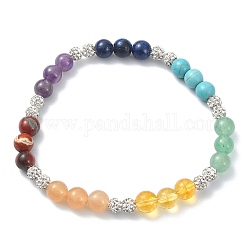 Bracelets de perles de pierres précieuses chakra, avec perles strass en pâte polymère , 0.26 pouce (0.65 cm), diamètre intérieur: 2.09 pouce (5.3 cm)