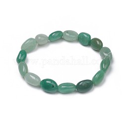 Natural Green Aventurine Stretch Beaded Bracelets, Tumbled Stone, Nuggets, 2 inch~2-1/8 inch(5~5.4cm), Beads: 10~15x10~11x6~9mm