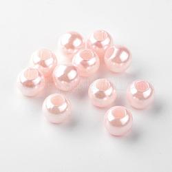 Perle europee di plastica imitazione perla in abs, perline rondelle  con foro grande, papayawhip, 11.5~12x10mm, Foro: 4~5 mm, circa 780pcs/500g