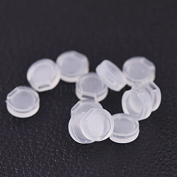 Comodi cuscinetti in plastica per orecchini a clip, anti-dolore, clip sul cuscinetto dell'orecchino, chiaro, 7.5x3mm, Foro: 1.5x3.5 mm