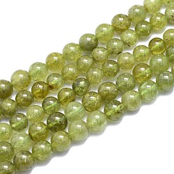 Granate verdes naturales hebras, redondo, 8~8.5mm, agujero: 0.8 mm, aproximamente 46 pcs / cadena, 15.08 pulgada (38.3 cm)