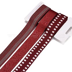 Ruban polyester 9 yards 3 styles, pour le bricolage fait main, nœuds de cheveux et décoration de cadeaux, palette de couleurs rouge foncé, rouge foncé, 1~1-1/8 pouce (25~28 mm), environ 3 mètre/style