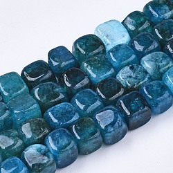 Fili di perline naturali di dolomite, tinto, cubo, verde acqua, 7~8x7~8x7~8mm, Foro: 1.2 mm, circa 50~52pcs/filo, 14.76 pollice ~ 15.35 pollici (37.5 cm ~ 39 cm)