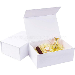 Foldable Paper Jewelry Boxes, with Magnetic, Rectangle, White, 22x16x10cm, Unfold: 60.5x25.2x0.6cm