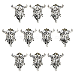 DICOSMETIC 10Pcs Tibetan Style Alloy Beads, Skull, Antique Silver, 20.5x21x16mm, Hole: 7mm