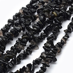 Chapelets de perles en verre, puce, noir, 5~8mm, Trou: 1mm, environ 33 pouce (84 cm)