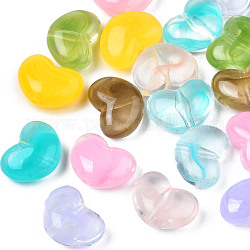 Perles en acrylique transparente, deux tons, style de pierres fines imitation, cœur, couleur mixte, 15.5x21x9.5mm, Trou: 2mm, environ 235 pcs/500 g