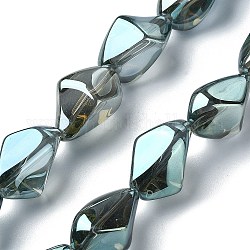 Placcare trasparente perle di vetro fili, arcobaleno placcato, pepite, grigio ardesia scuro, 22x12.5x15mm, Foro: 1.4 mm, circa 30pcs/filo, 25.20'' (64 cm)