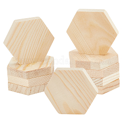 NBEADS 10 Pcs Wooden Hexagon Cutouts, 2.09