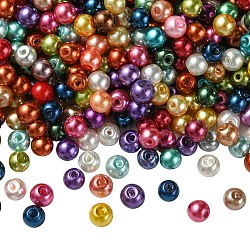 Abalorios de abalorios redondas de abalorios de vidrio perlado pintado para hornear, color mezclado, 4~5mm, agujero: 1 mm, aproximamente 5820 unidades / 500 g