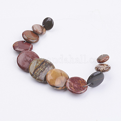 Fili di perline naturali picasso pietra / picasso, rotondo e piatto, 10~20x3.5~5.5mm, Foro: 1 mm, circa 11pcs/filo, 4.68 pollice