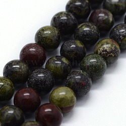 Natürlichen Blutstein Perlen Stränge, Runde, 12 mm, Bohrung: 1.2 mm, ca. 32 Stk. / Strang, 14.76 Zoll (37.5 cm)