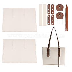 Kit para hacer un bolso tote de mujer de imitación de cuero, incluyendo correas de bolsa, aguja, hilo, cremallera, blanco
