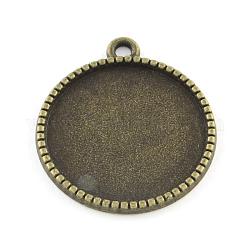 Supports de pendentif de cabochon plat rond de style tibétain en alliage, Sans cadmium & sans nickel & sans plomb, bronze antique, Plateau: 14 mm, 20x16.5x2mm, Trou: 2mm, environ 833 pcs/1000 g