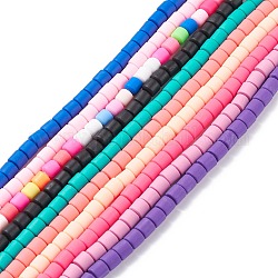 Handmade Polymer Clay Bead Strands, Column, Mixed Color, 6.5x6.5mm, Hole: 1.6mm, about 63pcs/strand, 15.59''(39.6cm)