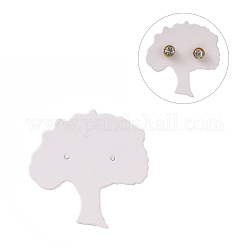 Cartes d'affichage de boucles d'oreilles en carton, arbre, blanc, 39.5~40x39x0.4mm, Trou: 1.2mm