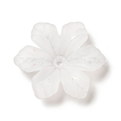 Transparent Acrylic Bead Caps, 6-Petal, Frosted, Flower, White, 20.5x18x5mm, Hole: 1.5mm, about 1111pcs/500g
