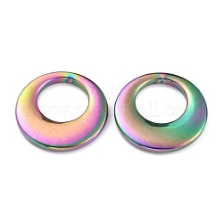 Baño de iones (ip) 304 colgantes de acero inoxidable, dount, color del arco iris, 25.5x3mm, agujero: 14 mm