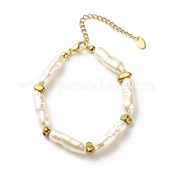 Bracelet en perles d'imitation abs et hématite synthétique pour femme, or, 7-1/2 pouce (19 cm)