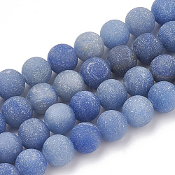 Chapelets de perles en aventurine bleue naturelle, mat, Grade a, ronde, 8mm, Trou: 1mm, Environ 47 pcs/chapelet, 15.5 pouce