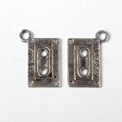 Antique Silver Tone Tibetan Silver Tape Pendants, Lead Free and Cadmium Free, about 20mm long, 13mm wide, 2mm thick, hole: 2.5mm