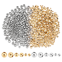 Unicraftale ca. 600 Stück, 2 Farben, 3 Größen, runde Abstandsperlen, 2/3/4 mm, 304 lose Edelstahlperlen, Unterlegscheibe-Perlen, Metall-Abstandsperlen, kleine glatte Perlen für die Herstellung von DIY-Armbändern, Halsketten und Schmuck