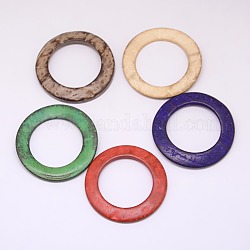 Fornituras de la joya de madera de coco teñido anillos que unen, color mezclado, 38x2~5mm
