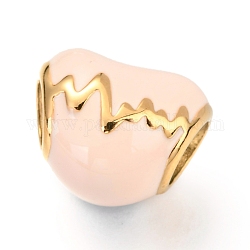 Placage ionique (ip) 304 perles européennes en acier inoxydable, avec l'émail, Perles avec un grand trou   , battement de coeur, or, rose, 10x12x9mm, Trou: 4.5mm