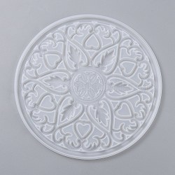Moules en silicone bricolage, moules de résine, pour diy uv résine, fabrication artisanale de résine époxy, rond avec motif mandala, blanc, 200x8mm, diamètre intérieur: 195 mm