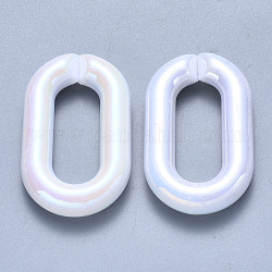 Opake Acryl Verknüpfung Ringe, Quick-Link-Anschlüsse, zur Herstellung von Kabelketten, ab Farbe plattiert, Oval, weiß, 39x23.5x7 mm, Innendurchmesser: 25x10 mm