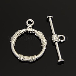 Tibetan Style Alloy Toggle Clasps, Lead Free and Cadmium Free, Silver, 22.5x18mm, Hole: 2mm