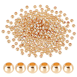 Perles en laiton pandahall élite, Plaqué longue durée, ronde, or, 2.4x2mm, Trou: 1mm, 300 pcs / boîte
