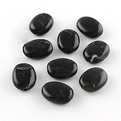 Perles acryliques ovales d'imitation pierre précieuse, noir, 19x15x7mm, Trou: 2mm, environ 330 pcs/500 g