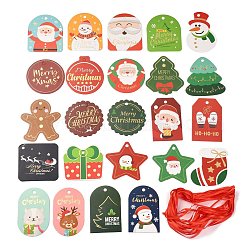Etichette regalo in carta a tema natalizio, cartellini appesi, per la decorazione di arti e mestieri, colore misto, 6~7.8x5~6.6x0.05cm, Foro: 5 mm, 24 pc